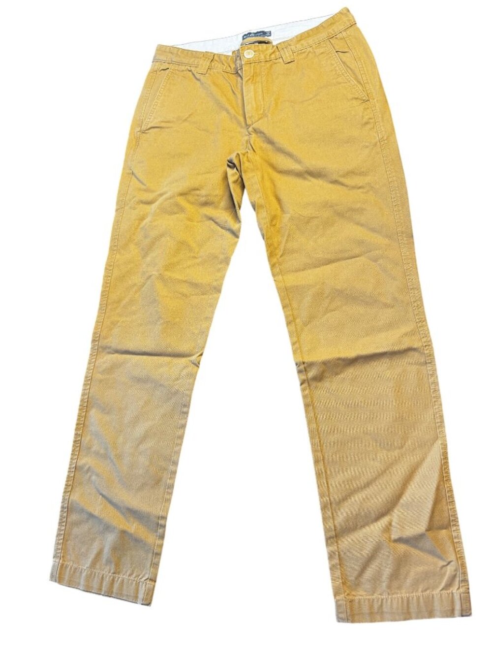 L.L. Bean Signature Slim Straight Fit Khaki Mustard Cotton Pants 32x32 - Picture 1 of 6